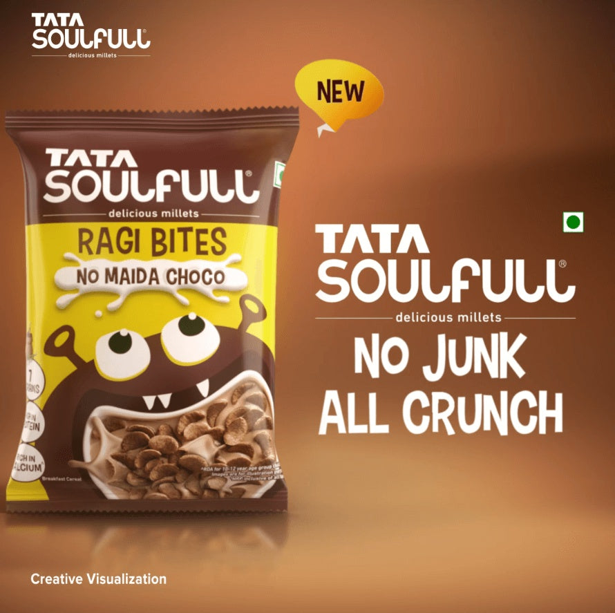 Tata Soulfull Ragi Bites Choco 7 Grains Kids Breakfast Cereal (No Maida) : 1.2 kg