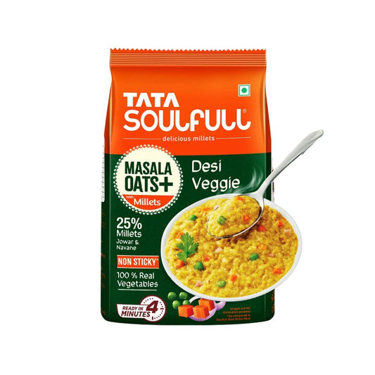 Tata Soulfull Desi Veggie Masala Oats With 25% Millets, Non Sticky : 500 g