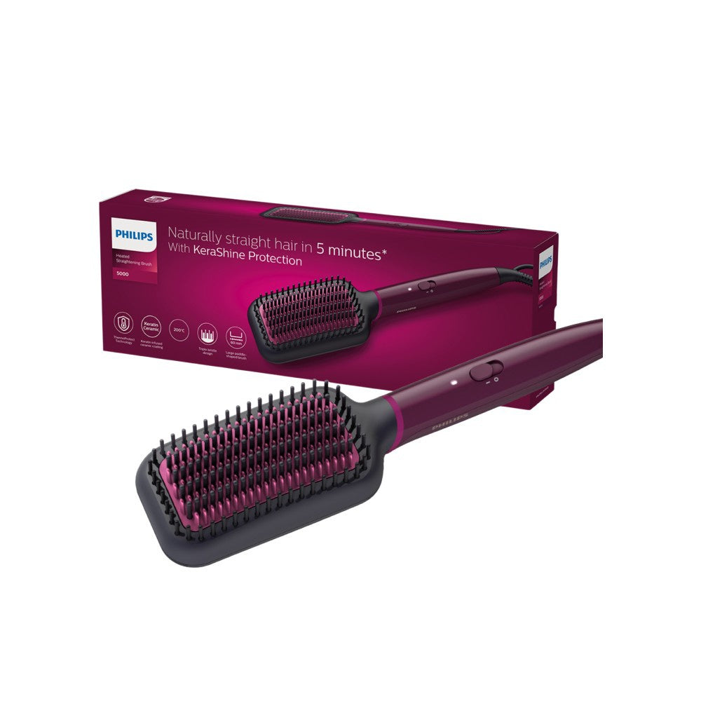Philips BHH730/00 Heated Hair Straightener Brush (Black & Pink) : 1 unit