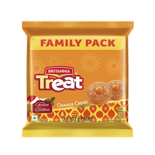 Britannia Treat Orange Cream Biscuits : 1 pack (3 x 103 g)