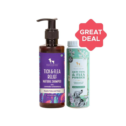 HUFT Anti Tick & Flea Pet Powder + Tick and Flea Dog Shampoo Combo : 100 g + 200 ml