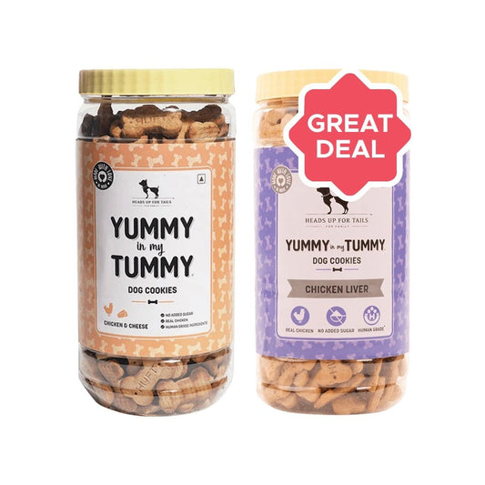 HUFT Yummy In My Tummy Dog Biscuit (Chicken & Cheese Flavour) + Yummy In My Tummy Dog Cookies (Chicken Liver) Combo : 800 g + 800 g