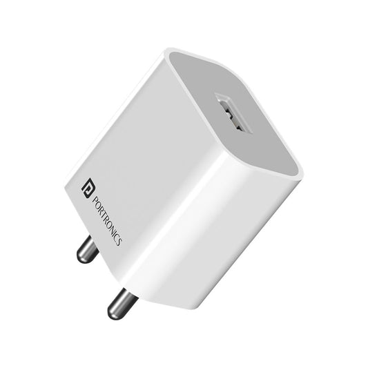 Portronics Charging Adapter (with USB Port, White) : 1 unit