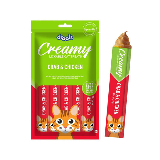 Drools Creamy Lickable Crab & Chicken Cat Treat : 1 pack (4+1 pieces)