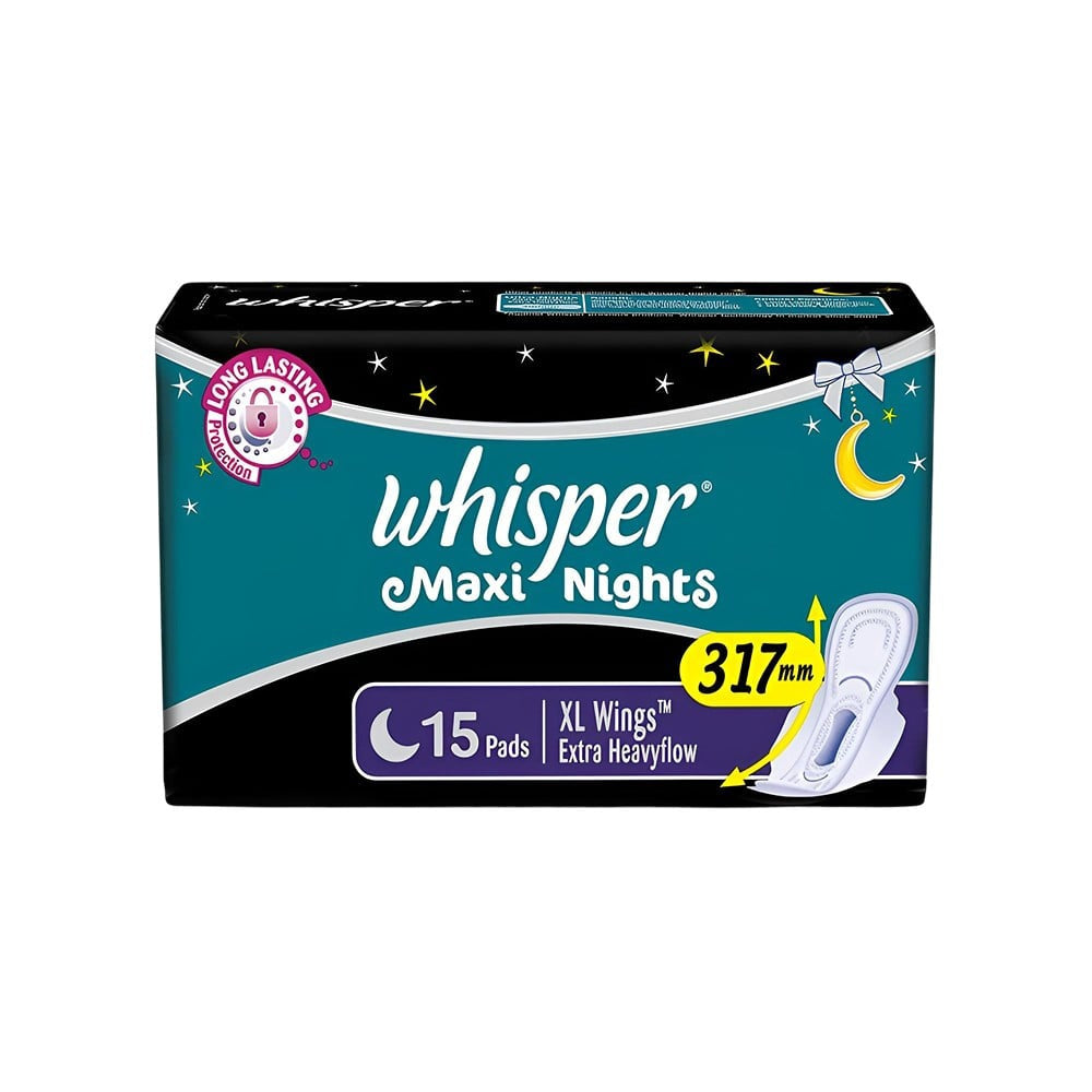 Whisper Maxi Night Sanitary Pads (Extra Large Wings - 15 units)