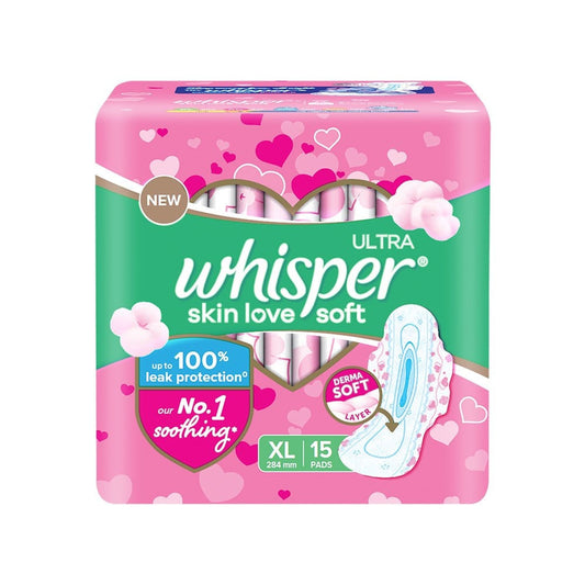 Whisper Ultra Soft Air Fresh Pores Sanitary Pads : 15 pieces