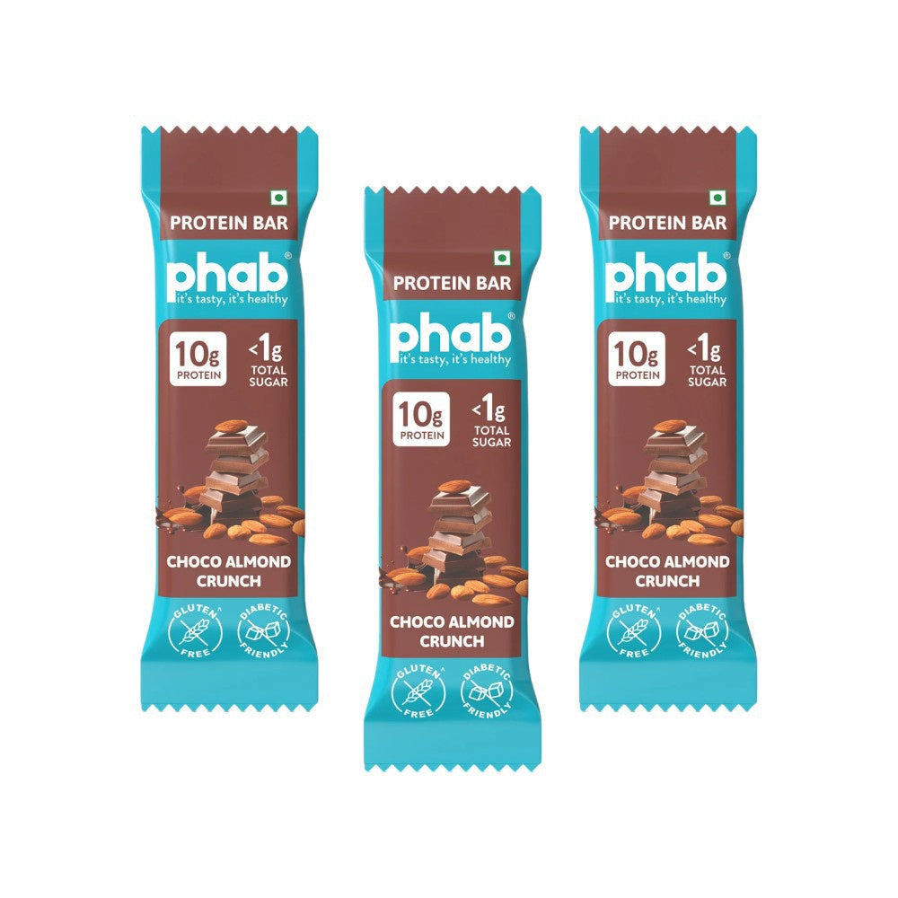 Phab Choco Almond Crunch 10g Protein Bar (Diabetic Friendly) : 3 x 50 g