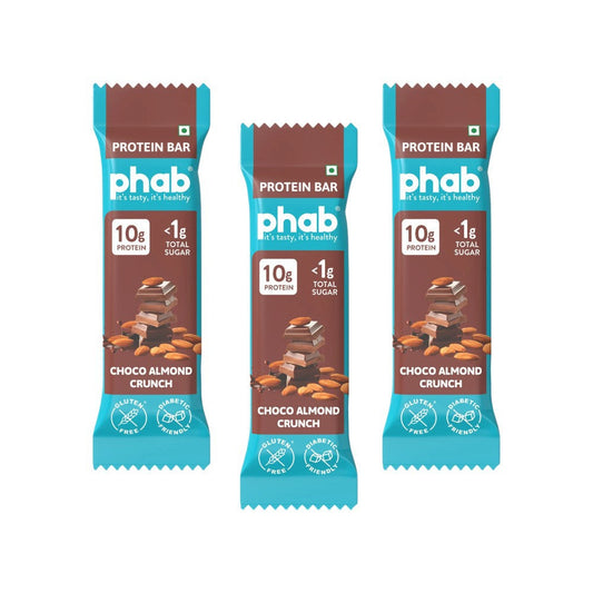 Phab Choco Almond Crunch 10g Protein Bar (Diabetic Friendly) : 3 x 50 g