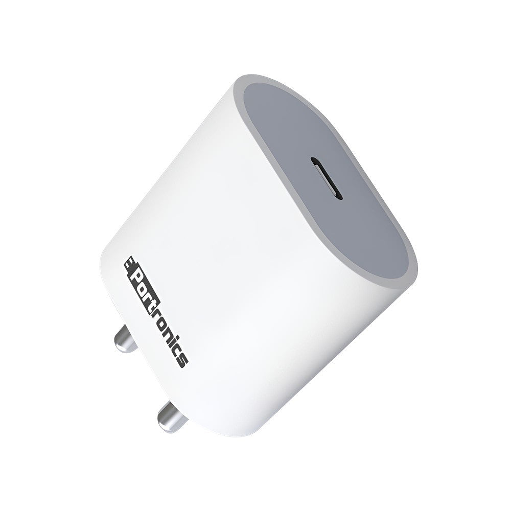 Portronics Adapto 20 W Fast Charging Adapter (Type C, White) : 1 piece