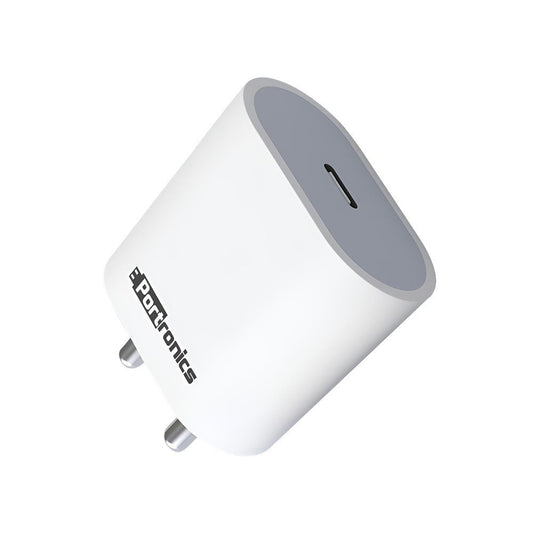 Portronics Adapto 20 W Fast Charging Adapter (Type C, White) : 1 piece
