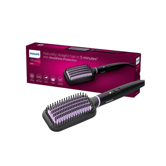 Philips BHH880/10 Hair Brush Straightener (With Keratin-Infused Bristles, Black) (Black, 50W) : 1 piece