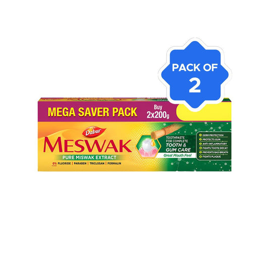 Dabur Meswak Complete Tooth & Gum Care Toothpaste - Mega Saver Pack - Pack of 2 : 2 x 2 x 200 g