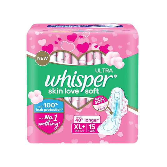 Whisper Ultra Skin Love Soft Sanitary Pads (XL+ Wings) : 15 pieces