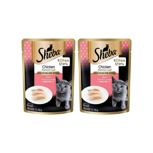 Sheba Premium Kitten Wet Wet Kitten Food, Chicken Loaf - Pack of 2 : 2 x 70 g