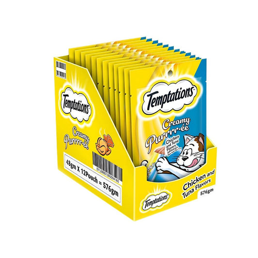 Temptations Purrrr-ee Creamy Cat Treat (Chicken & Tuna) - Pack of 12 : 12 x 48 g