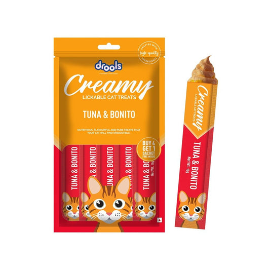 Drools Tuna and Bonito Lickable Creamy Cat Treat : 1 pack (4+1 pieces)