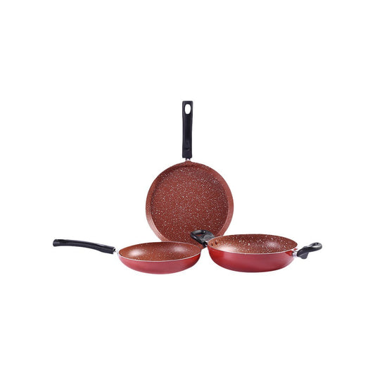 Wonderchef Tivoli Cookware Set (Virgin Aluminium, Maroon) : 1 set (3 pieces)