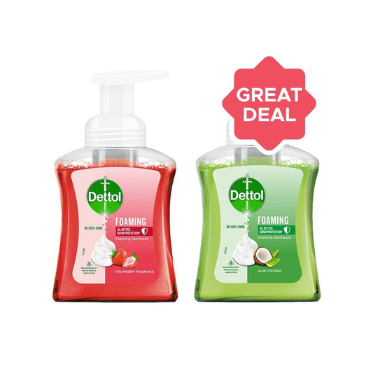 Dettol Strawberry Fragrance Foaming Hand Wash + Aloe Coconut Foaming Hand Wash Combo : 250 ml + 250 ml