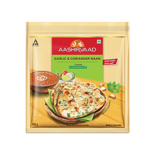 Aashirvaad Garlic & Coriander Naan (Heat & Eat) : 400 g (5 pieces)