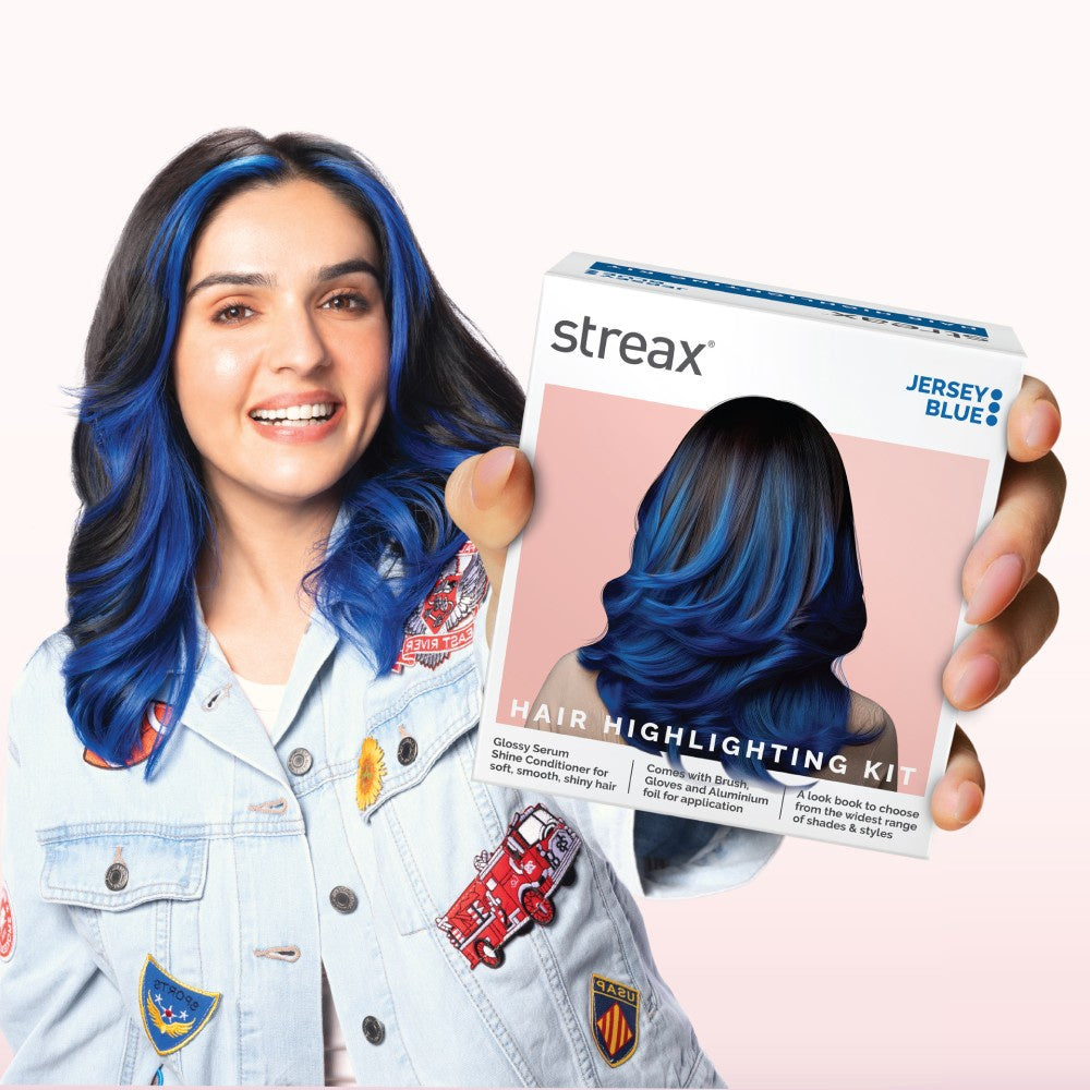 Streax Highlighting Hair Colour Kit (Jersey Blue) : 1 pack