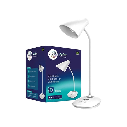 Wipro Aries Rechargeable Table 6W Desk Light (White) : 1 unit