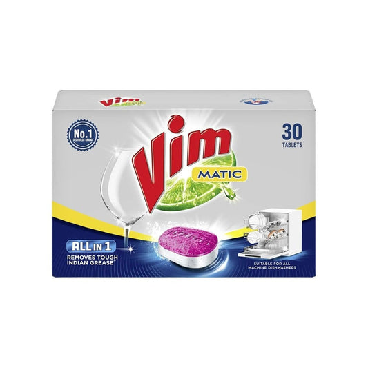 Vim All-In-One Dishwasher Tablet Removes Tough Indian Grease : 1 pack (30 pcs)