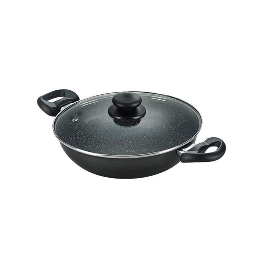 Prestige Omega Deluxe 36310 with Glass Lid Omega Deluxe Granite Non-stick Kadai, 24 cm (Non-Stick Aluminium, 2.3 ltrs, Black) : 1 unit