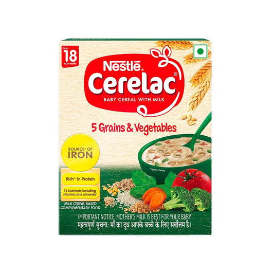 Nestle Cerelac with Milk, 5 Grains & Vegetables Baby Cereal (From 18 to 24 Months) : 300 g