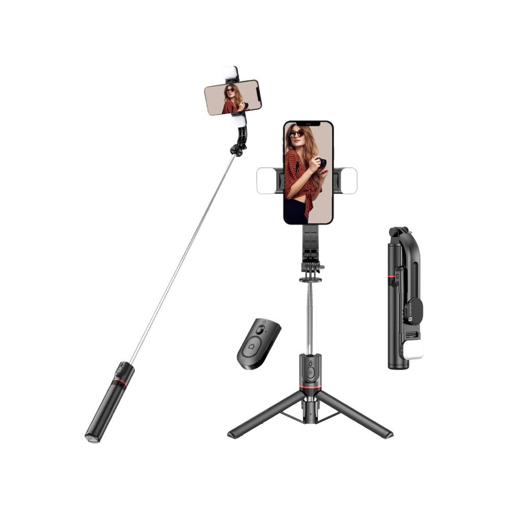Portronics Lumistick Smart Selfie Stick with 360 Degree Rotation (Black) : 1 unit