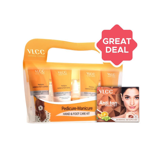 VLCC Anti Tan Facial Kit + Manicure & Pedicure Kit Combo : 60 g + 150 g + 60 ml