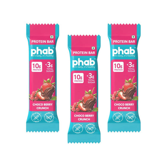 Phab Choco Berry Crunch 10g Protein Bar (Diabetic Friendly) : 3 x 50 g