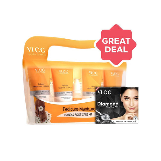 VLCC Diamond Facial Kit + Manicure & Pedicure Kit Combo : 60 g + 150 g + 60 ml