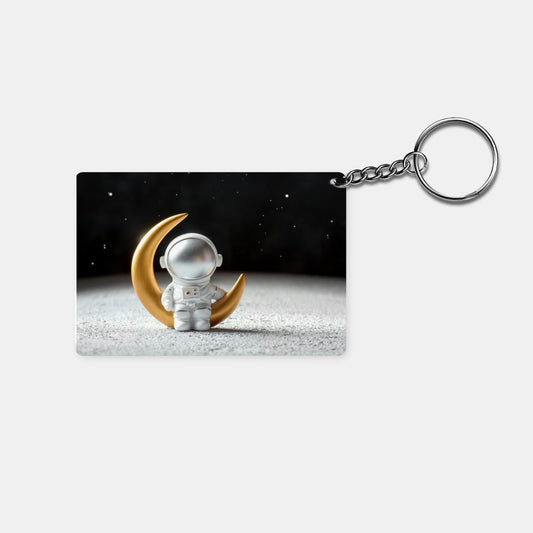 Abstract - Astronaut Sitting on Moon: Printed Keychain - Prithvi Enterprises