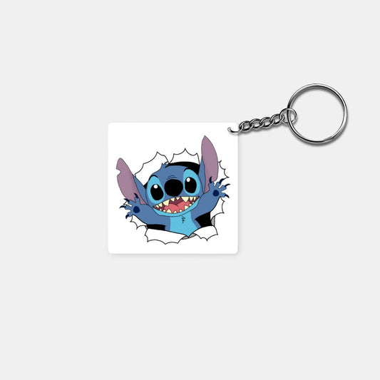 Stitch Character: Printed Square Keychain - Prithvi Enterprises