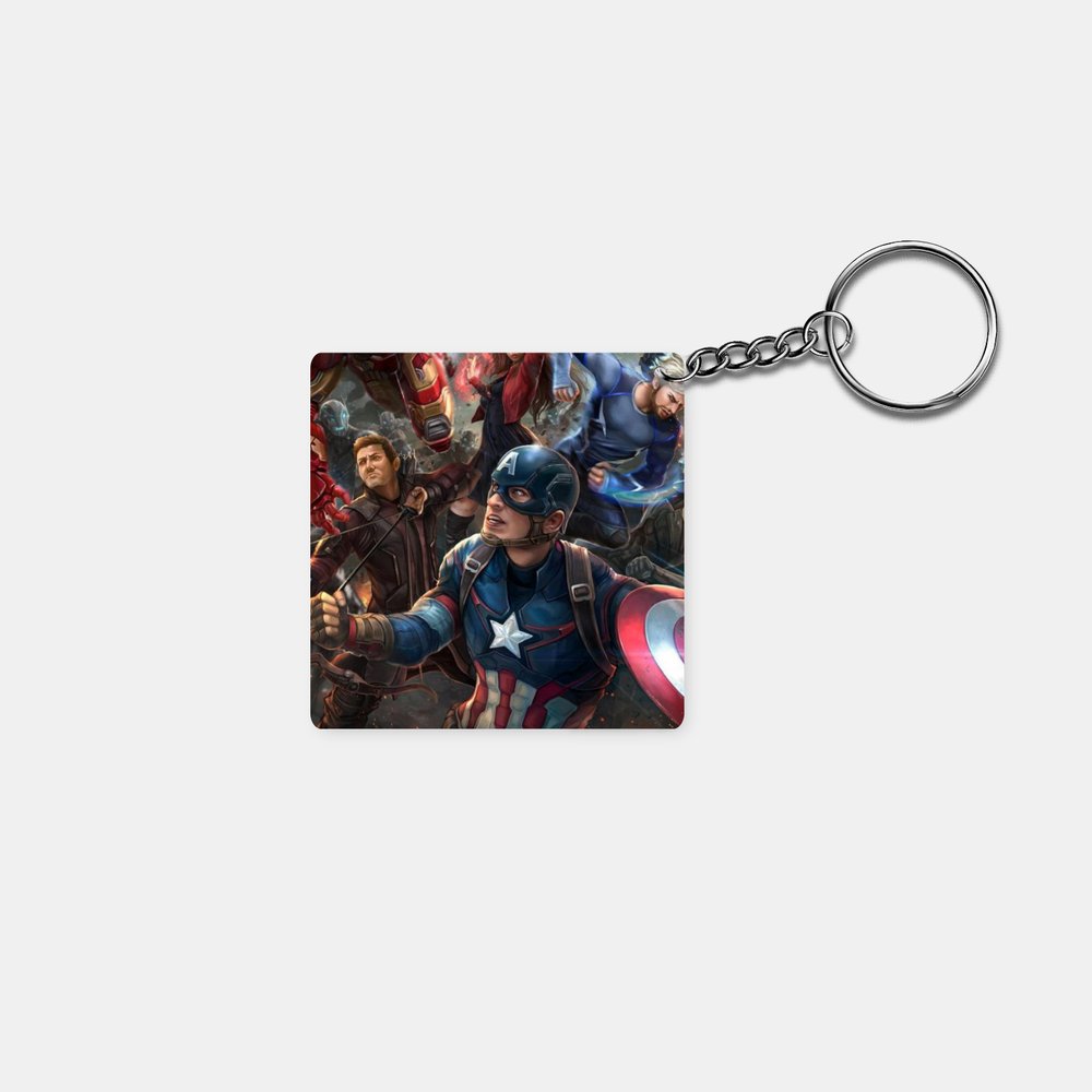 Avengers - Captain America: Printed Square Keychain - Prithvi Enterprises