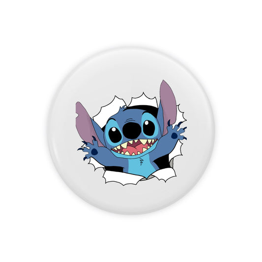 Stitch Character: Printed Button Badge - 58mm, White - Prithvi Enterprises