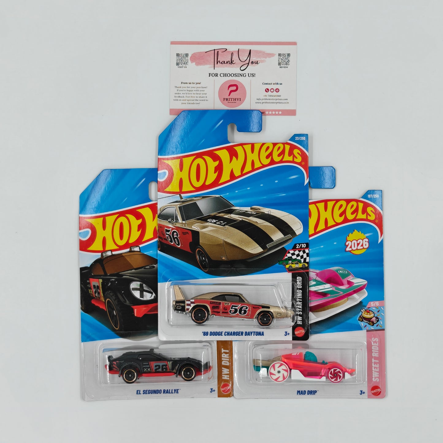 '69 Dodge Charger Daytona, El Segundo Rallye & Mad Drip by Mattel – Hot Wheels Bundle