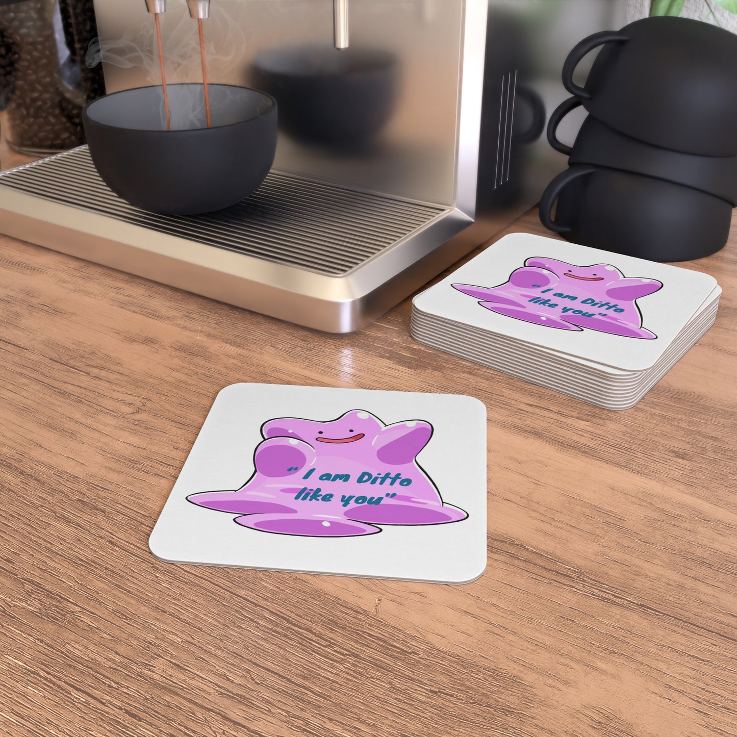 Pokémon "I am Ditto like you": Printed Square Coaster Set (Set of 2)