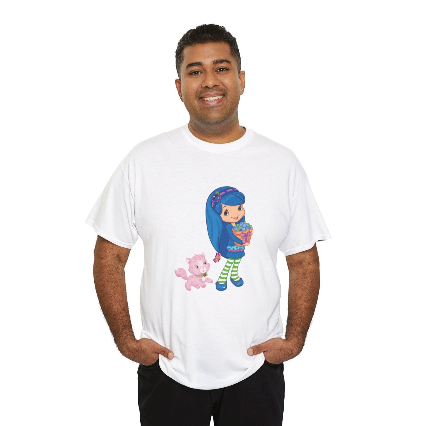 Blueberry Muffin and Custard Printed T-shirt - White Round Neck Cotton
