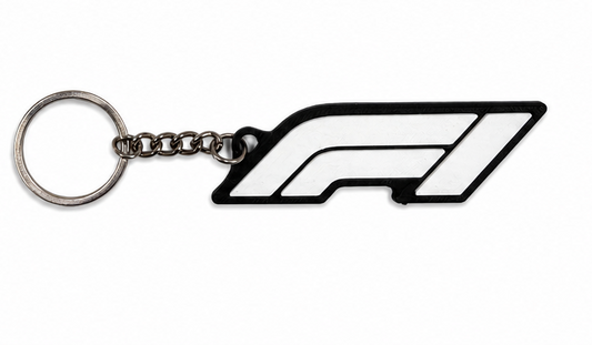 F1 Logo Keychain - White Design - 3D Printed - Prithvi Enterprises