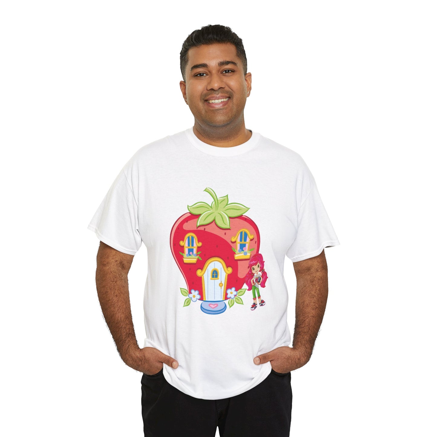 Strawberry Shortcake Printed T-shirt - White Round Neck Cotton