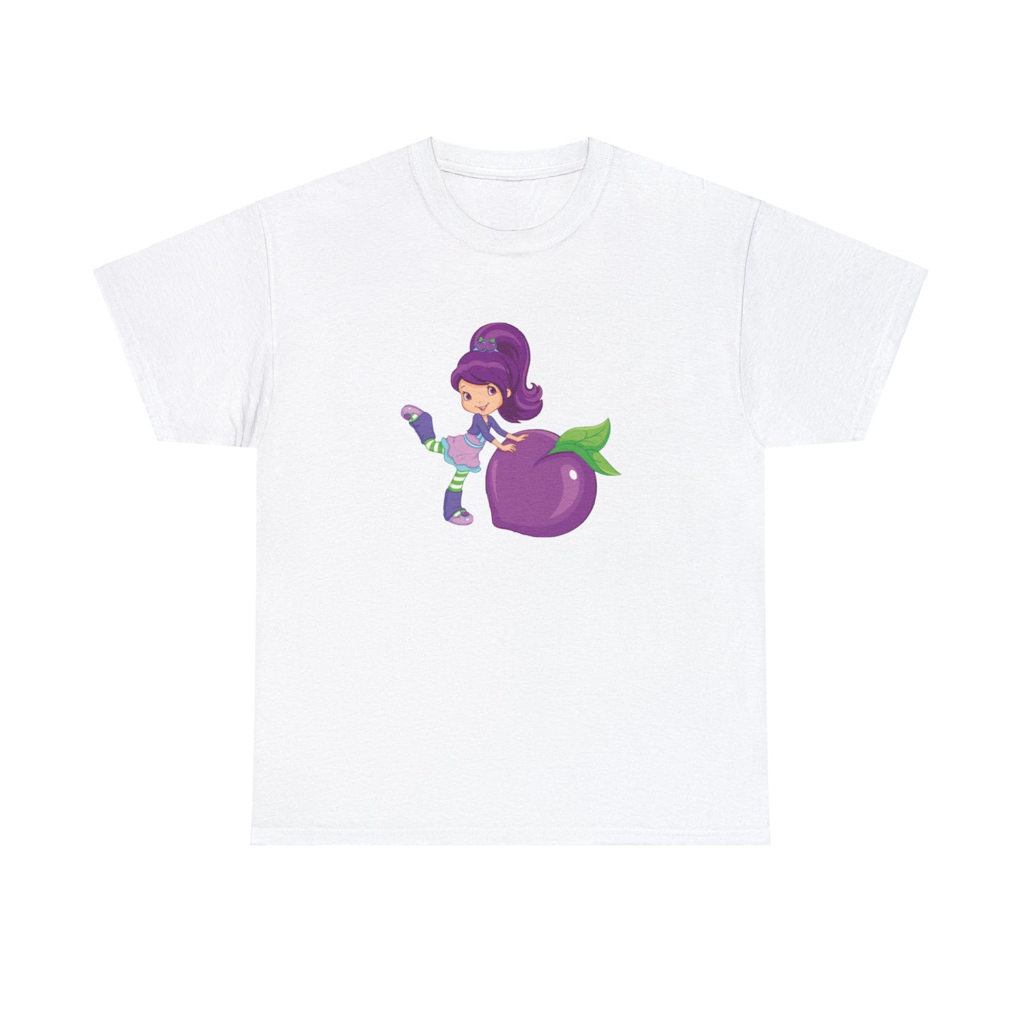 Strawberry Shortcake - Plum Printed T-shirt - White Round Neck Cotton