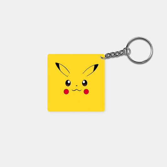 Pokemon - Anime Pikachu (Close Up): Printed Square Keychain - Prithvi Enterprises