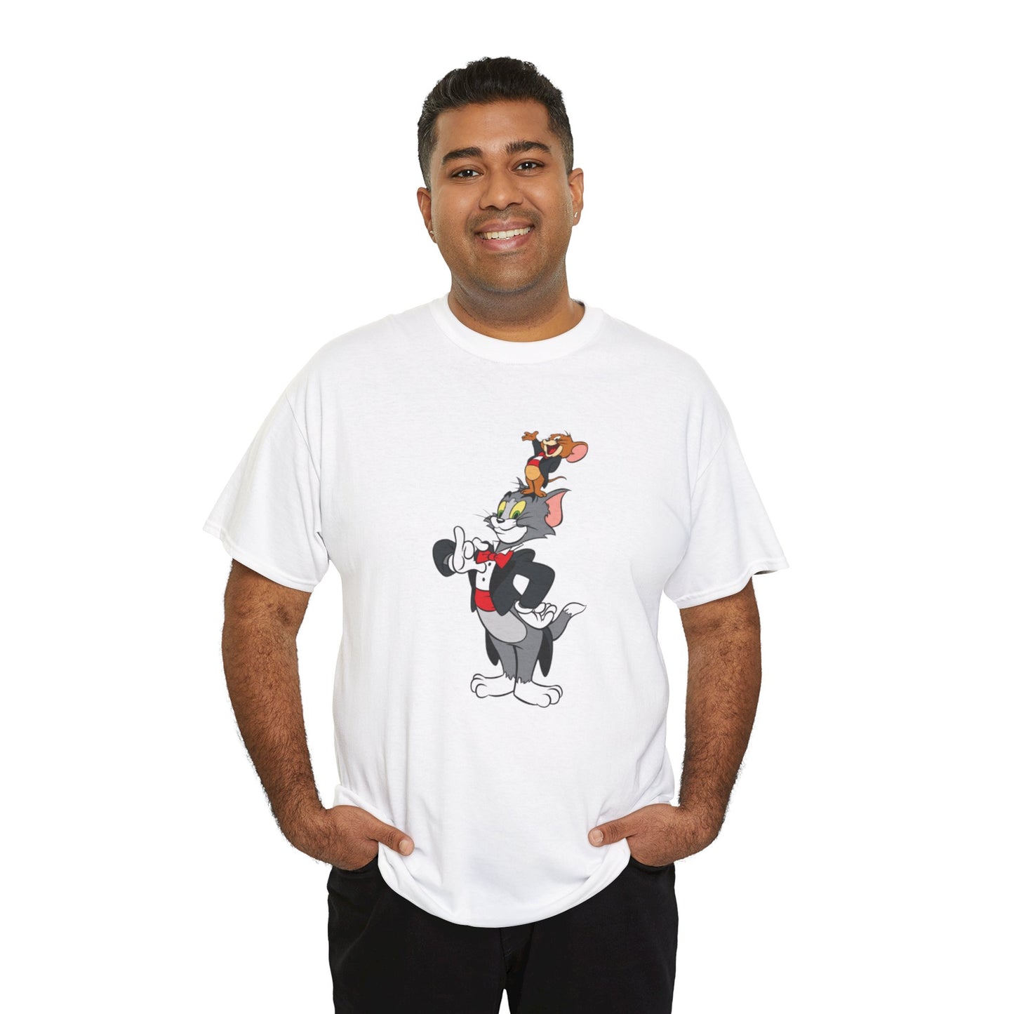 Tom and Jerry Let's Party Printed T-shirt - White Round Neck Cotton