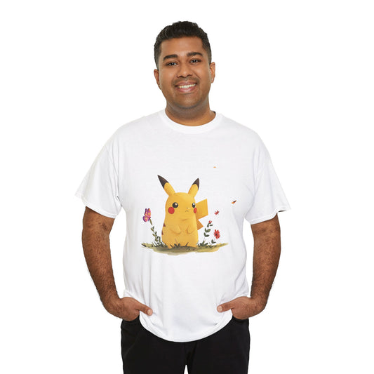 Pokémon - Pikachu in the Wild: Printed T-shirt - White Round Neck Cotton