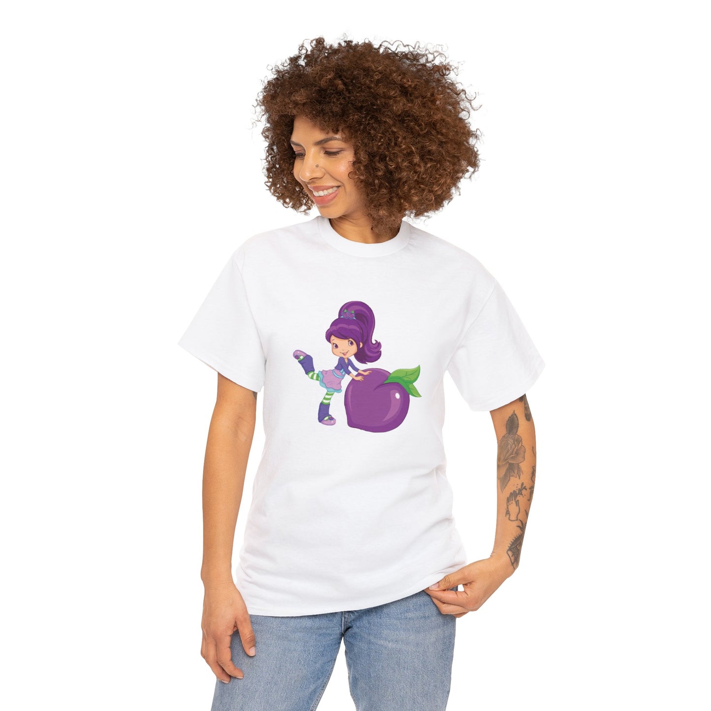 Strawberry Shortcake - Plum Printed T-shirt - White Round Neck Cotton