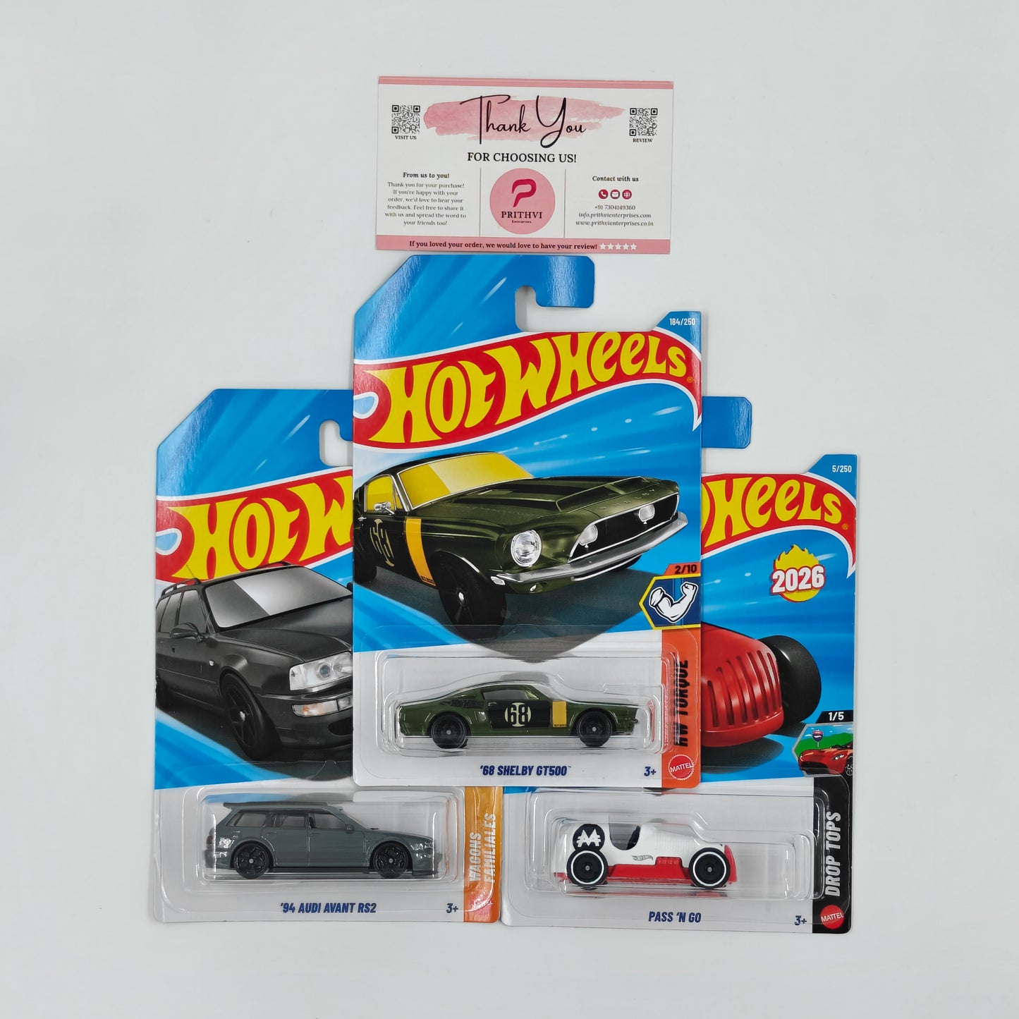 '68 Shelby GT500, '94 Audi Avant RS2 & Pass 'N Go by Mattel – Hot Wheels Bundle