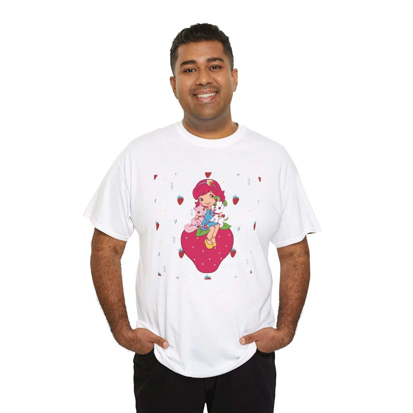 Strawberry Shortcake - Strawberry Printed T-shirt - White Round Neck Cotton