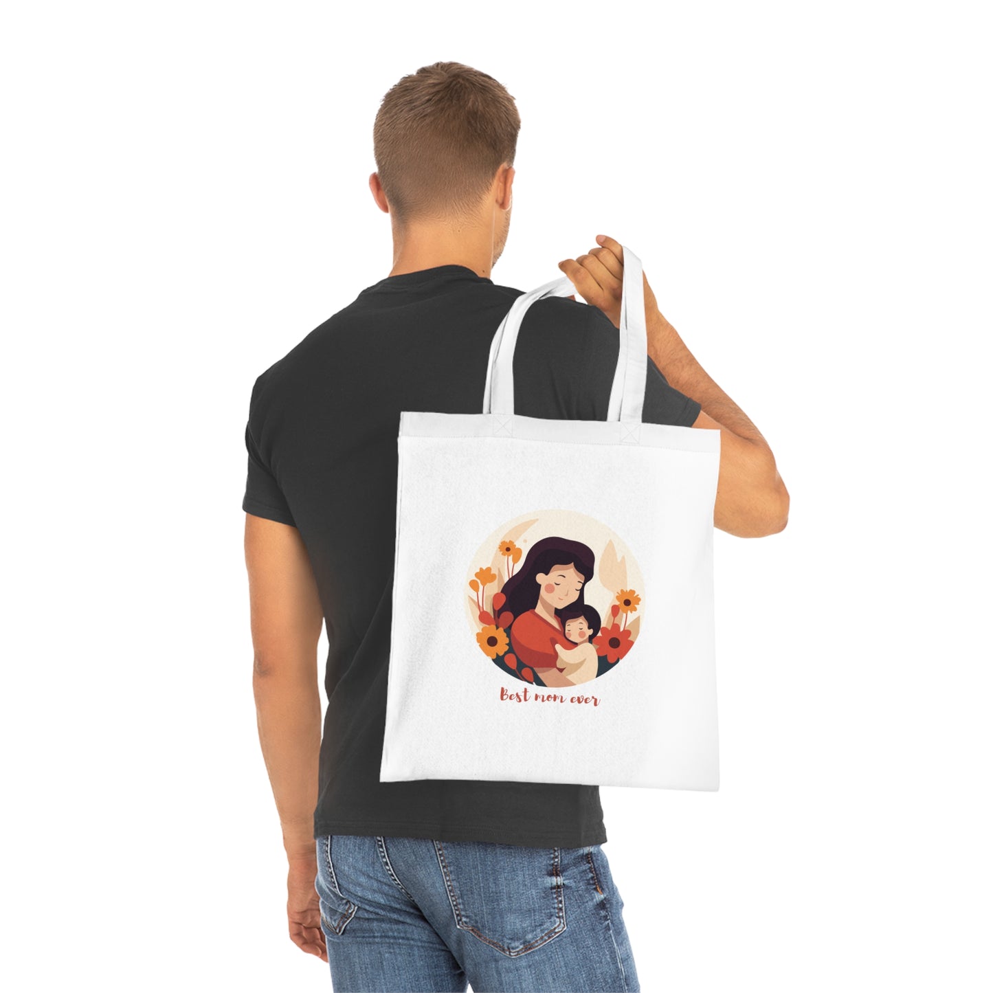 Illustration- Best Mom Ever: Printed Canvas Tote Bag