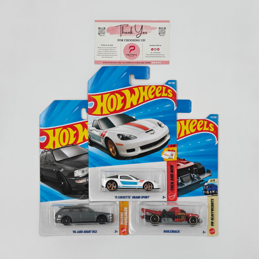 '11 Corvette Grand Sport, '94 Audi Avant RS2 & Haulerback by Mattel – Hot Wheels Bundle - Prithvi Enterprises